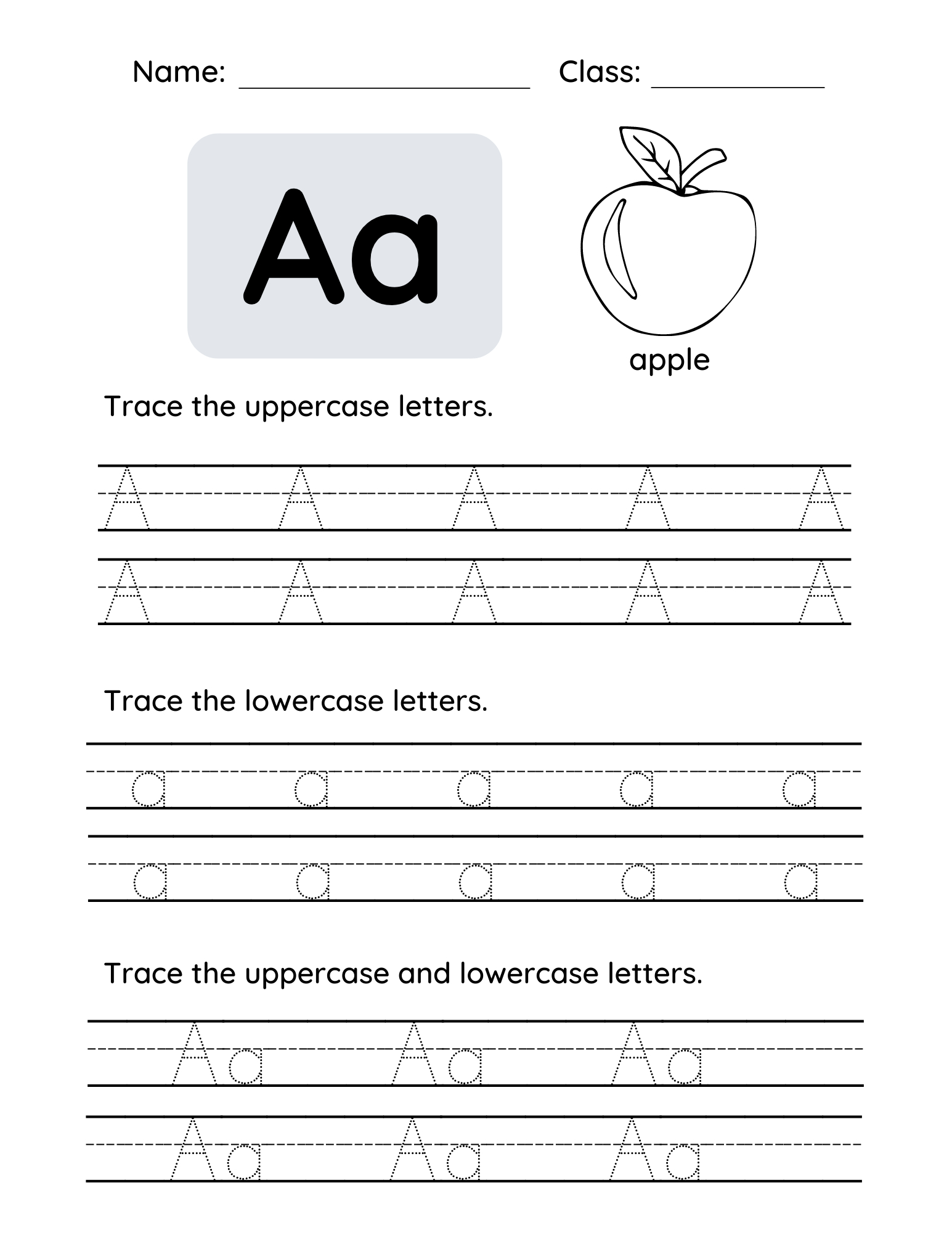 Letter A Tracing Worksheets For Toddlers And Preschool Children with Lowercase Letter A Tracing Worksheets