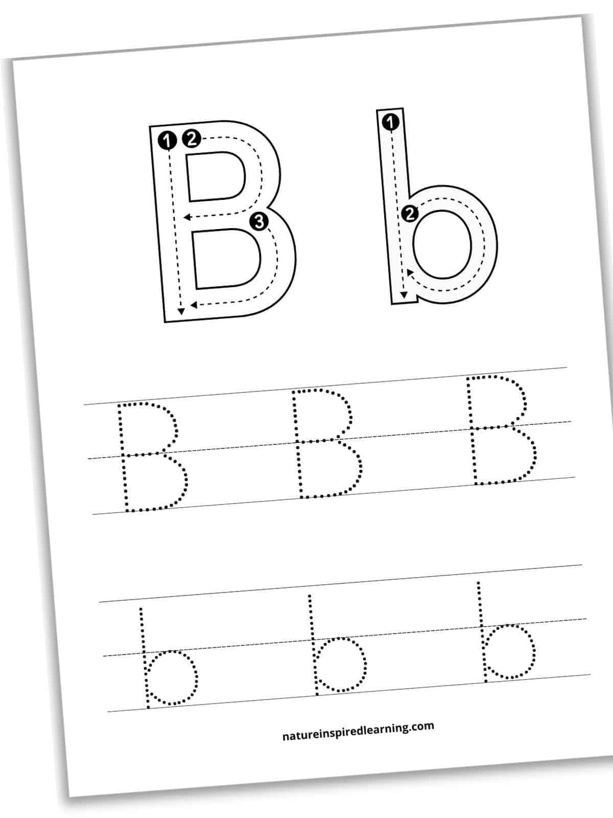 Letter B Tracing Worksheets (Printable) - Nature Inspired Learning regarding Free Letter B Tracing Worksheets