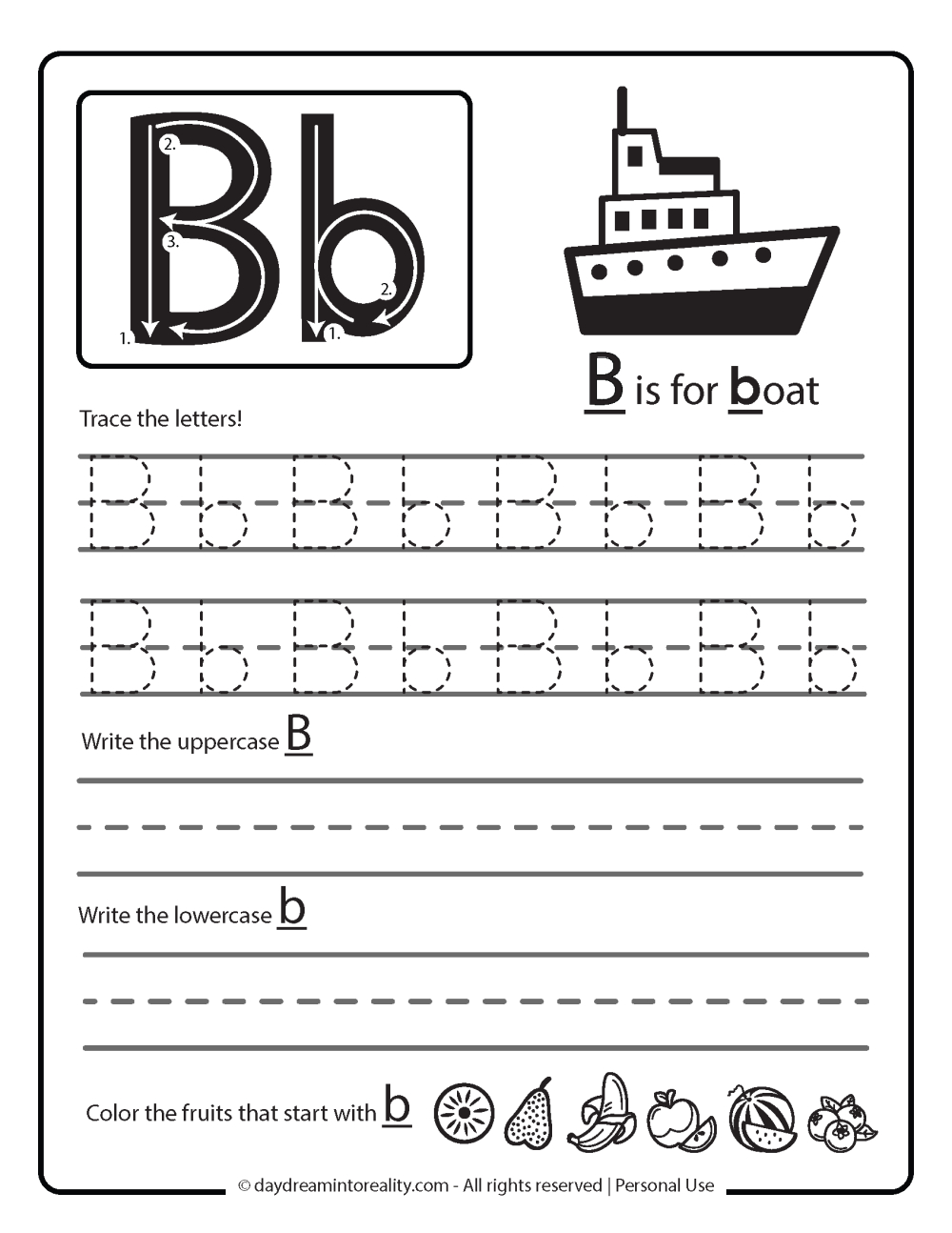 Letter B Worksheets - 55+ Free Pdf Printables ~ Daydream Into Reality regarding Free Printable Letter B Tracing Worksheets