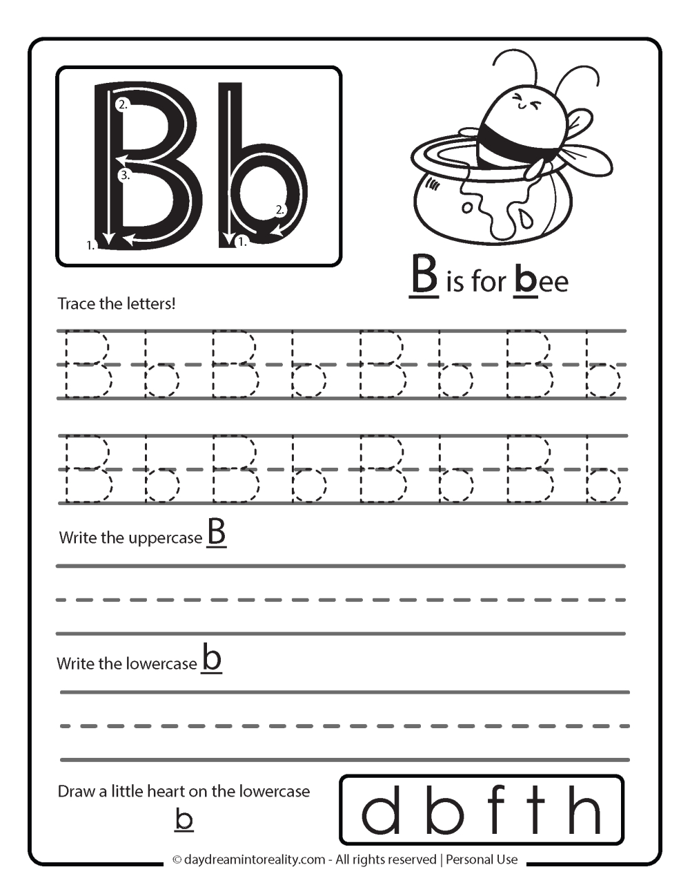 Letter B Worksheets - 55+ Free Pdf Printables ~ Daydream Into Reality with The Letter B Tracing Worksheets