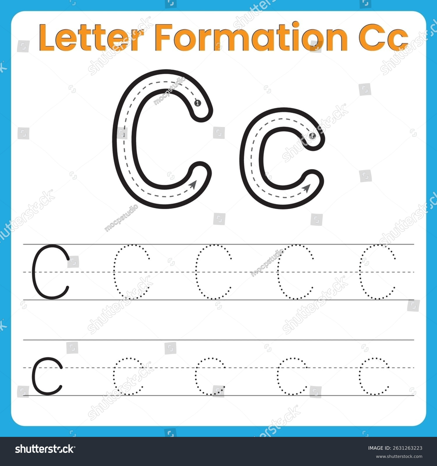 Letter C Tracing Worksheet Kids Uppercase Stock Vector (Royalty with regard to Tracing Sheet Cc