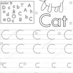Letter C Worksheet Kindergartenalphabet Tracing Sheet Stock Vector Inside Letter C Tracing Worksheets For Kindergarten