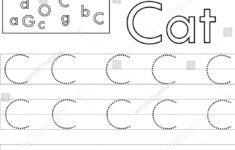 Letter C Worksheet Kindergartenalphabet Tracing Sheet Stock Vector inside Letter C Tracing Worksheets For Kindergarten