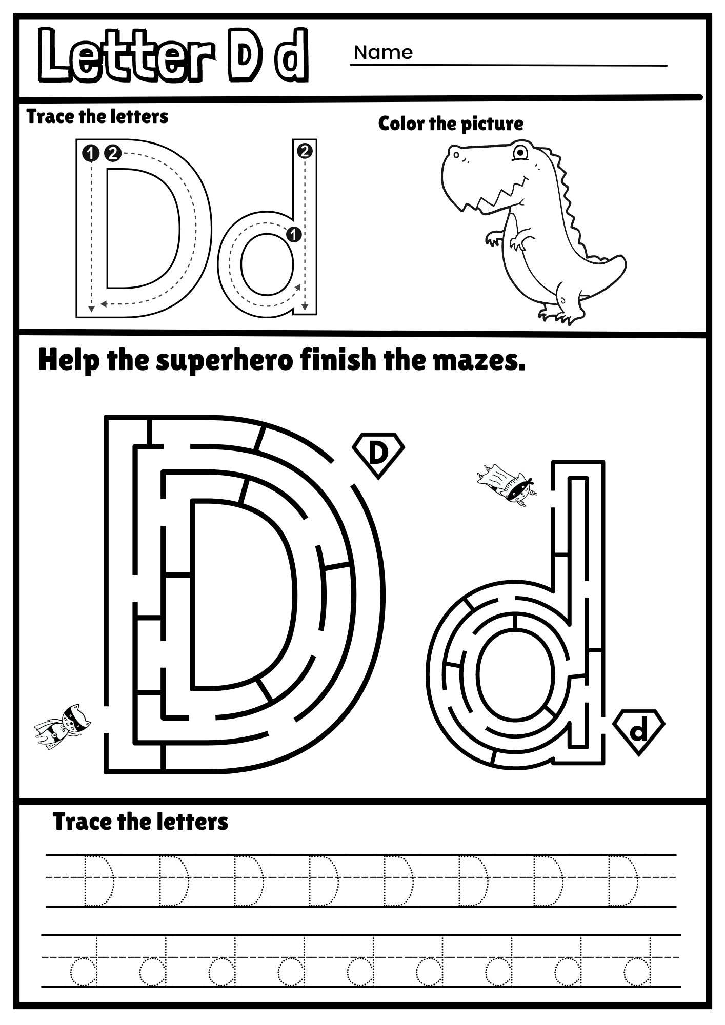 Letter D Alphabet Tracing And Coloring Free Printable Pdf pertaining to Tracing Letter Dd Worksheet