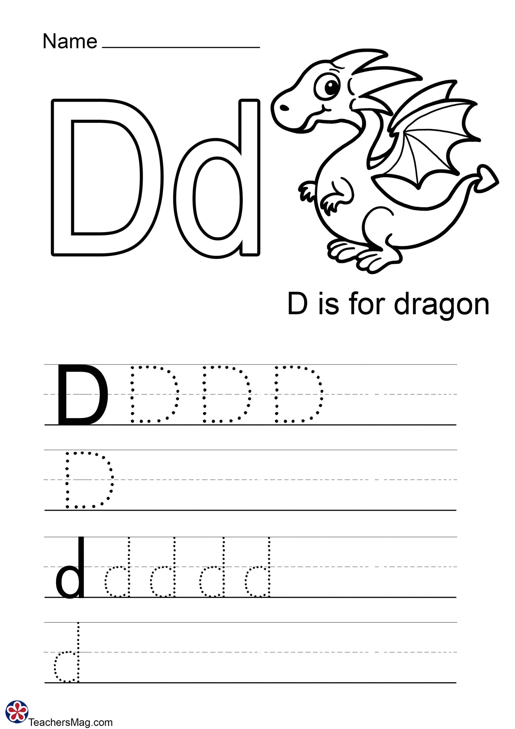 Letter D Free Worksheets. Teachersmag in D Letter Tracing Worksheet