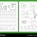 Letter E Tracing Worksheet   Kids Learning Vector Image With Letter Tracing Worksheets Letter E