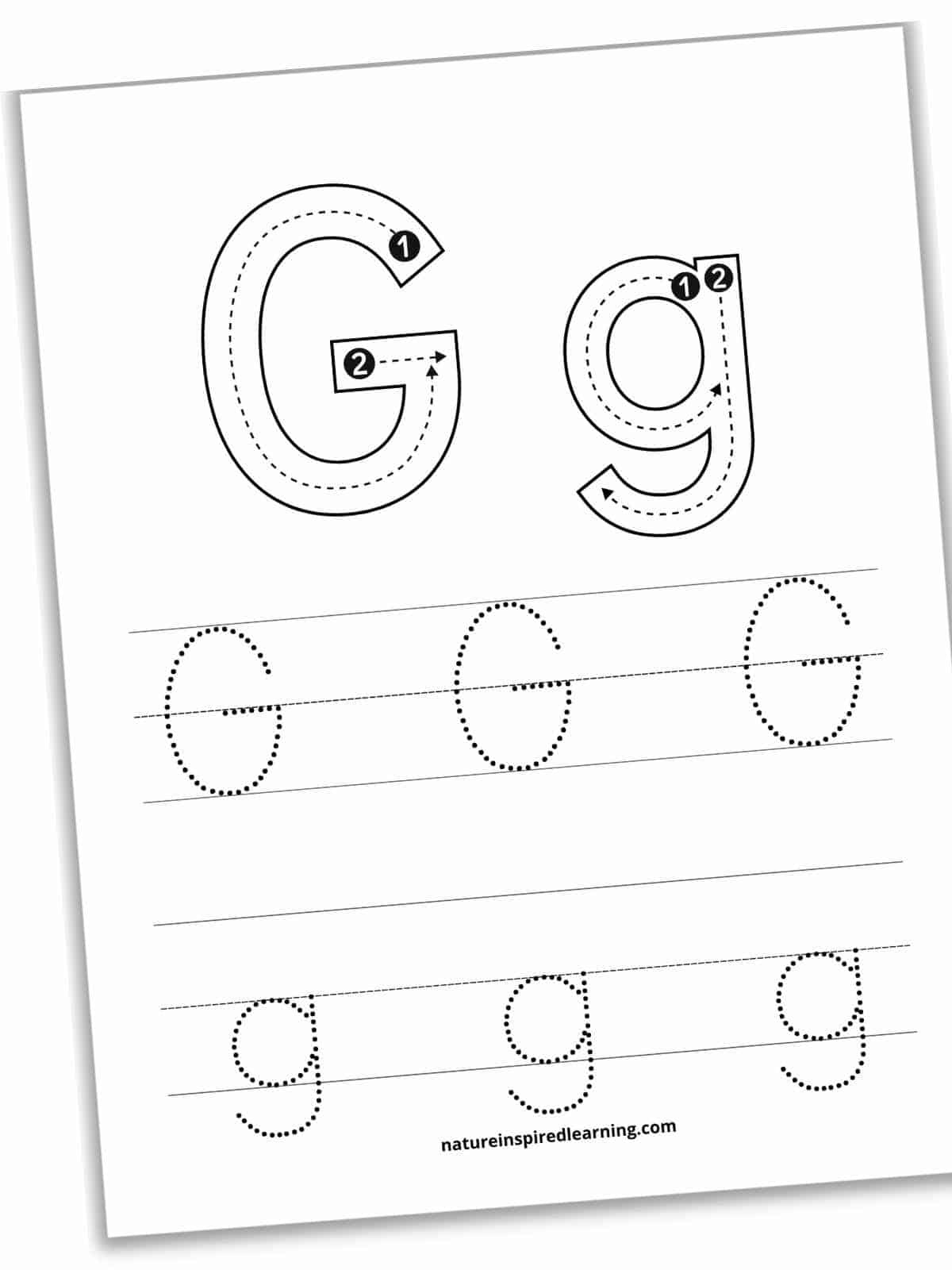 Letter G Tracing Worksheets (Free) - Nature Inspired Learning regarding The Letter G Tracing Worksheets