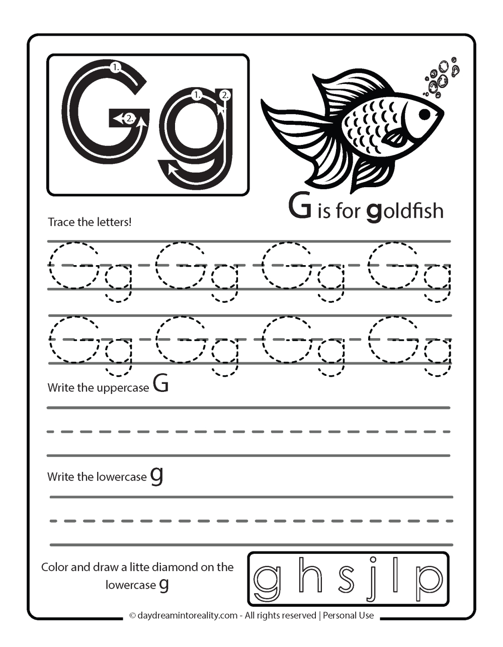Letter G Worksheets - 55+ Free Pdf Printables ~ Daydream Into Reality for Tracing Letter G Worksheets