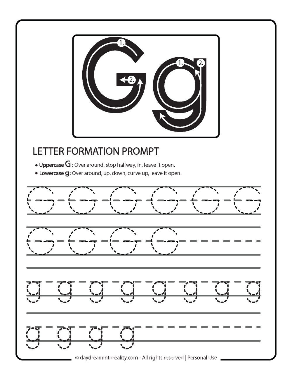 Letter G Worksheets - 55+ Free Pdf Printables ~ Daydream Into Reality with Letter G Tracing Worksheets For Kindergarten