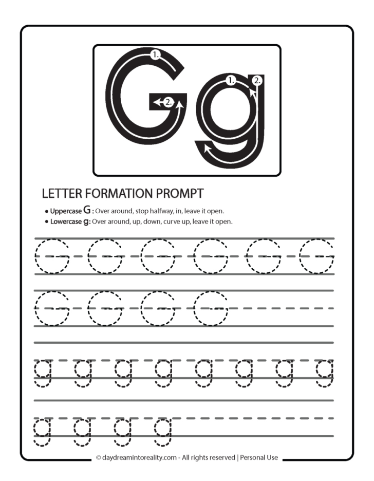 Free Printable Letter G Tracing Worksheets