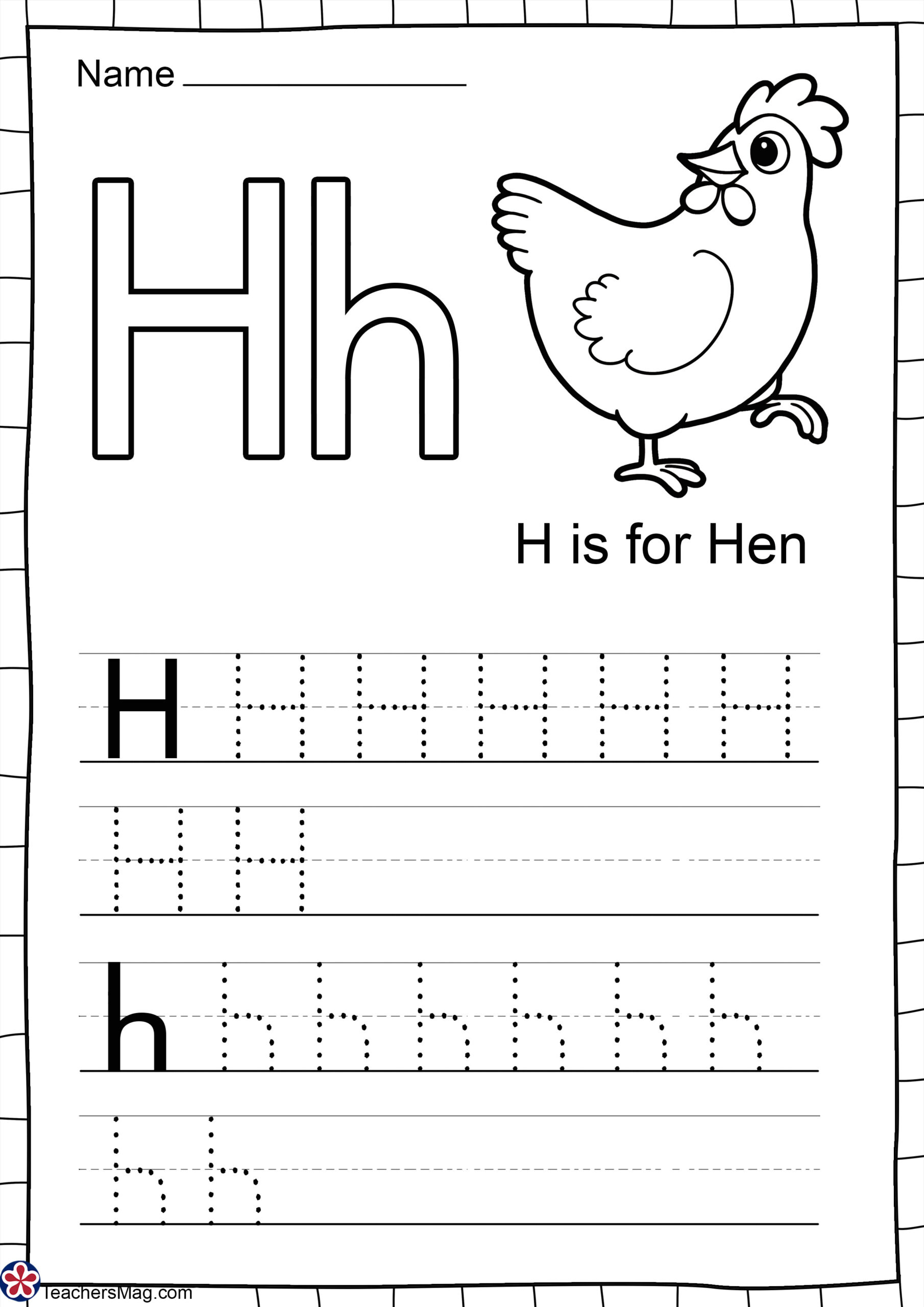 Letter H Free Worksheets. Teachersmag intended for Letter Tracing Worksheets H