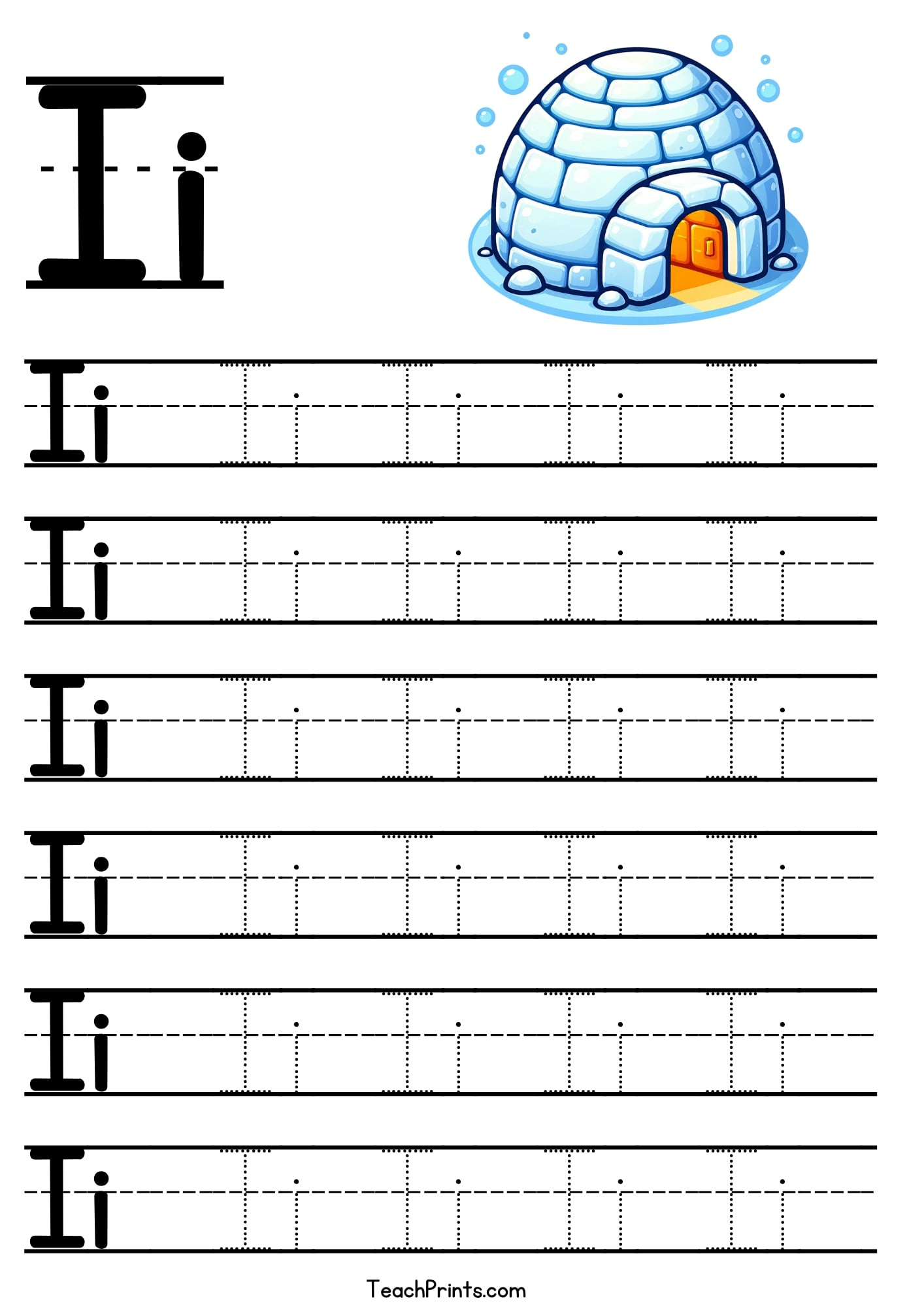 Letter I Tracing Worksheet - Free Printables - Teach Prints with Letter Ii Writing And Tracing Worksheets