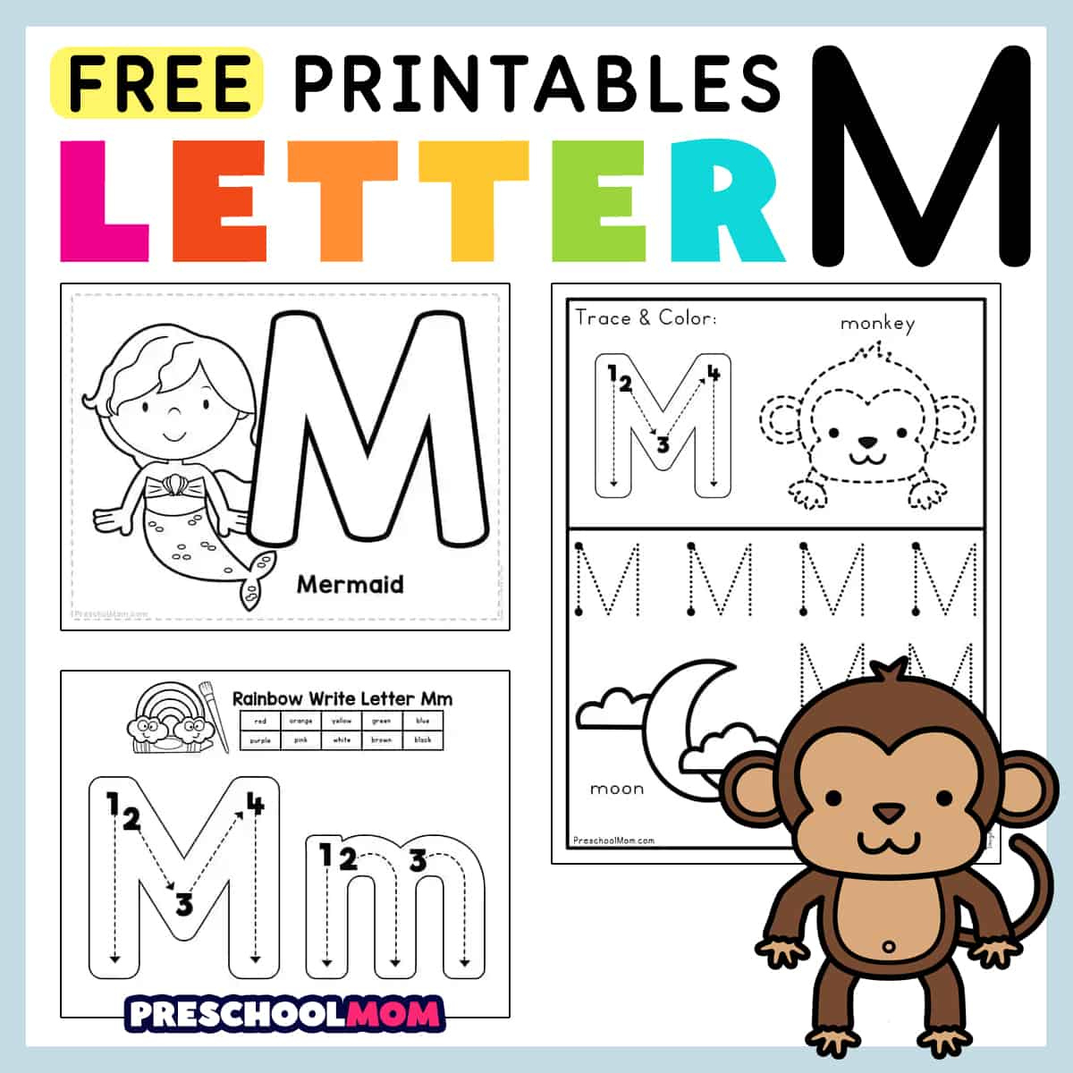 Letter M Preschool Printables - Preschool Mom throughout Tracing Letter M Worksheets For Preschool