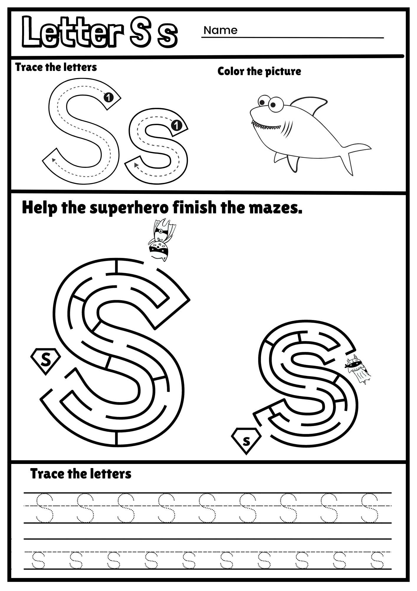 Letter S Alphabet Tracing And Coloring Free Printable Pdf within Letter S Tracing Worksheets For Preschool