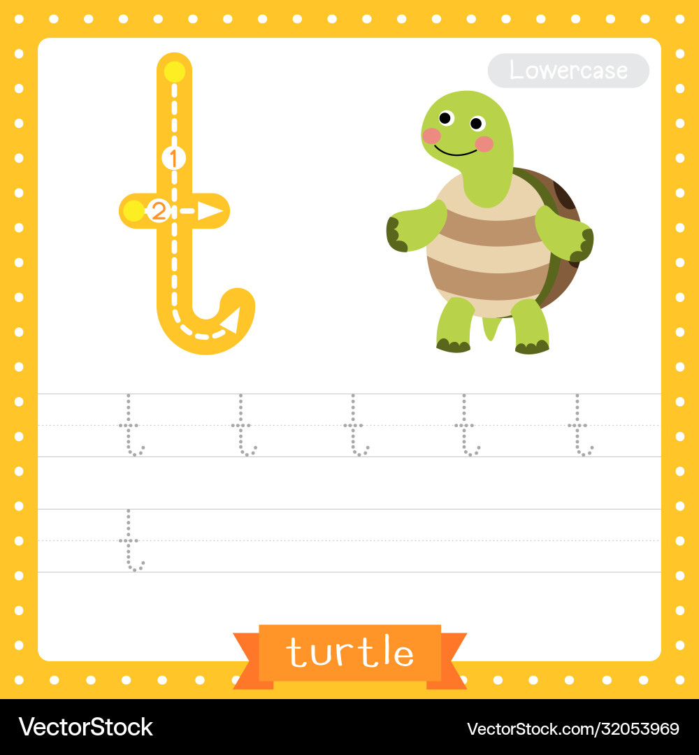 Letter T Lowercase Tracing Practice Worksheet Vector Image intended for Small Letter T Tracing Worksheets