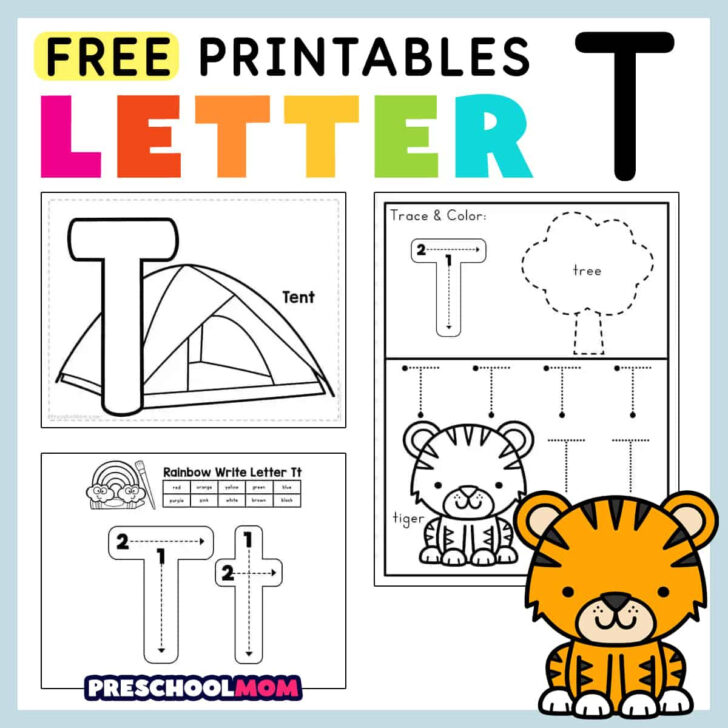 Tracing Letter T Worksheets For Preschool