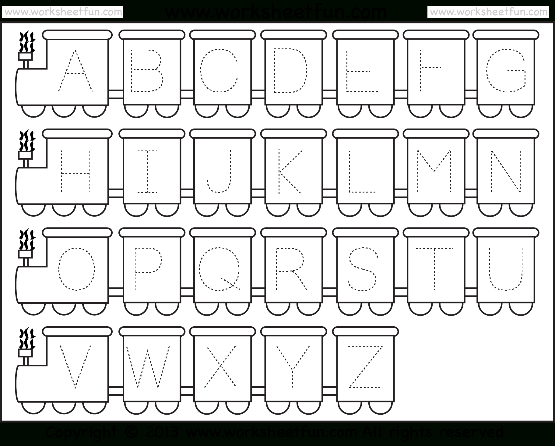 Letter Tracing Worksheet – Train Theme / Free Printable Worksheets with regard to Abc Letter Tracing Worksheets