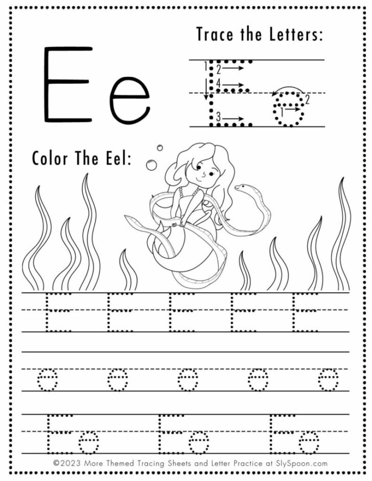 Preschool Letter E Tracing Worksheets