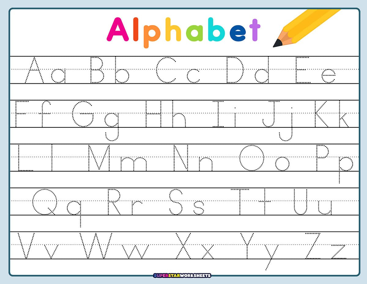 Letter Tracing Worksheets - Superstar Worksheets in Letter Tracing Worksheets Large