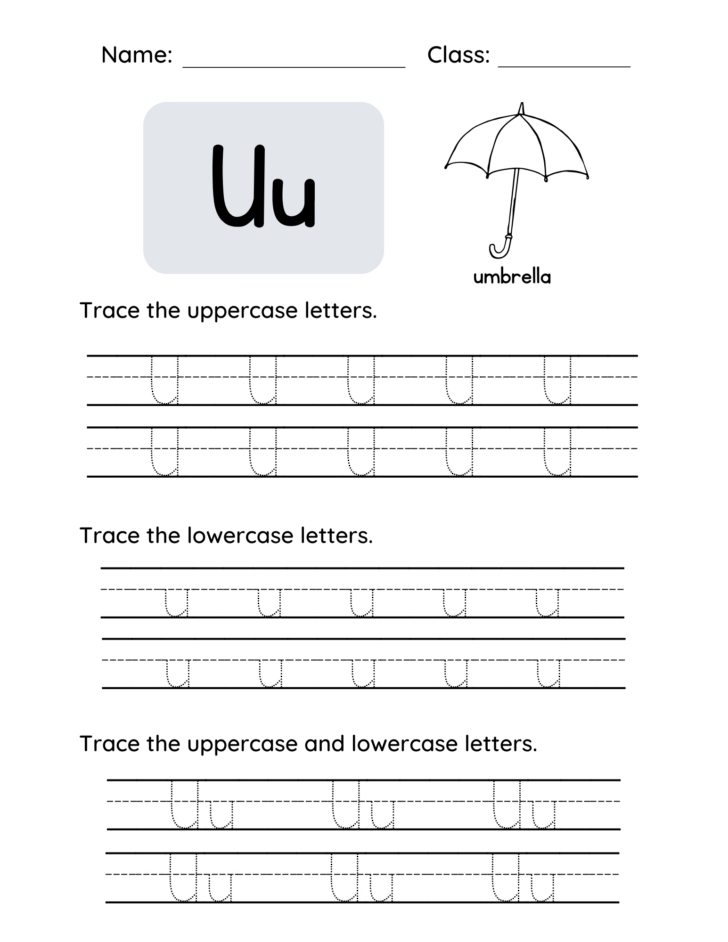 Letter U Tracing Worksheet Letter U Tracing Worksheet