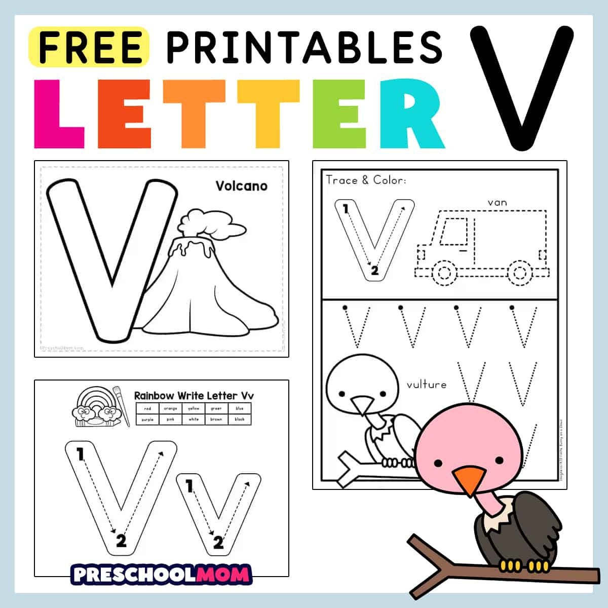 Letter V Preschool Printables - Preschool Mom with Free Printable Letter V Tracing Worksheets