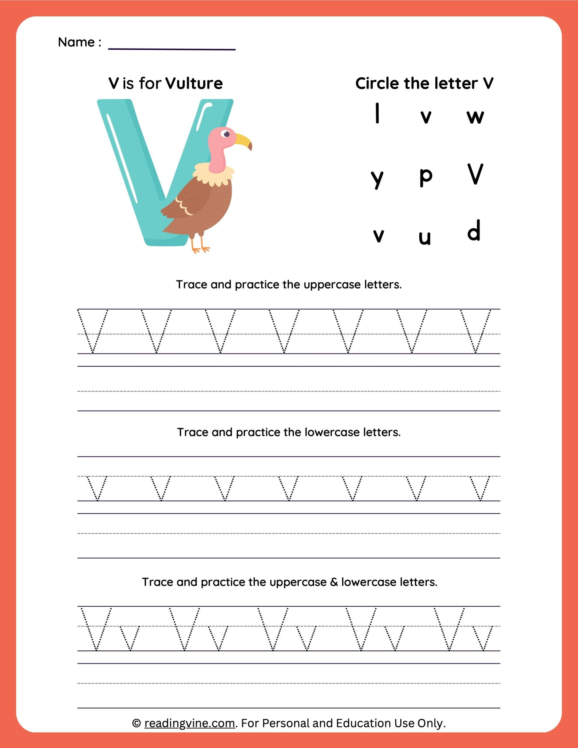 Letter V Tracing | Worksheets For Preschool with Letter V Tracing Worksheets