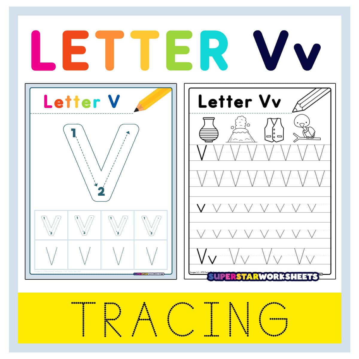 Letter V Tracing Worksheets - Superstar Worksheets intended for Free Letter V Tracing Worksheets