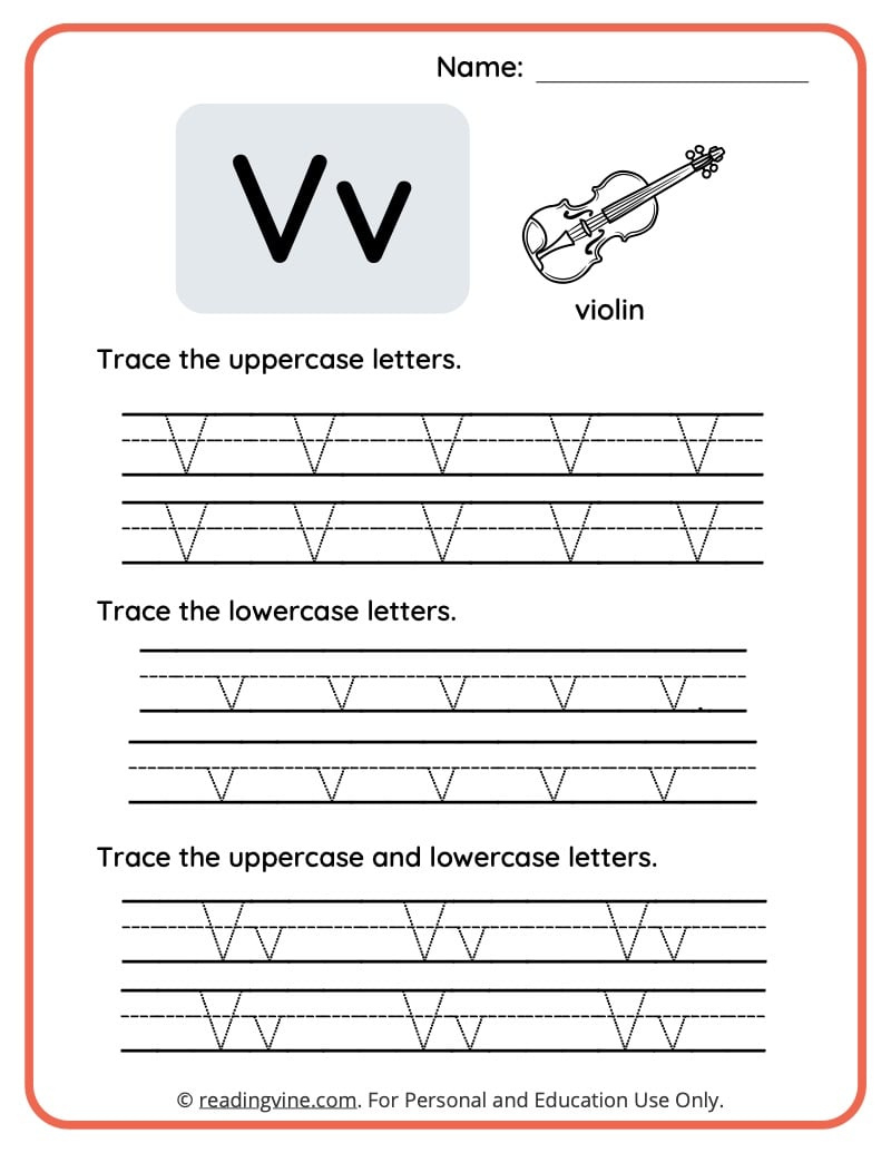 Letter V Worksheets For Preschool | Free, Printable intended for Free Printable Letter V Tracing Worksheets
