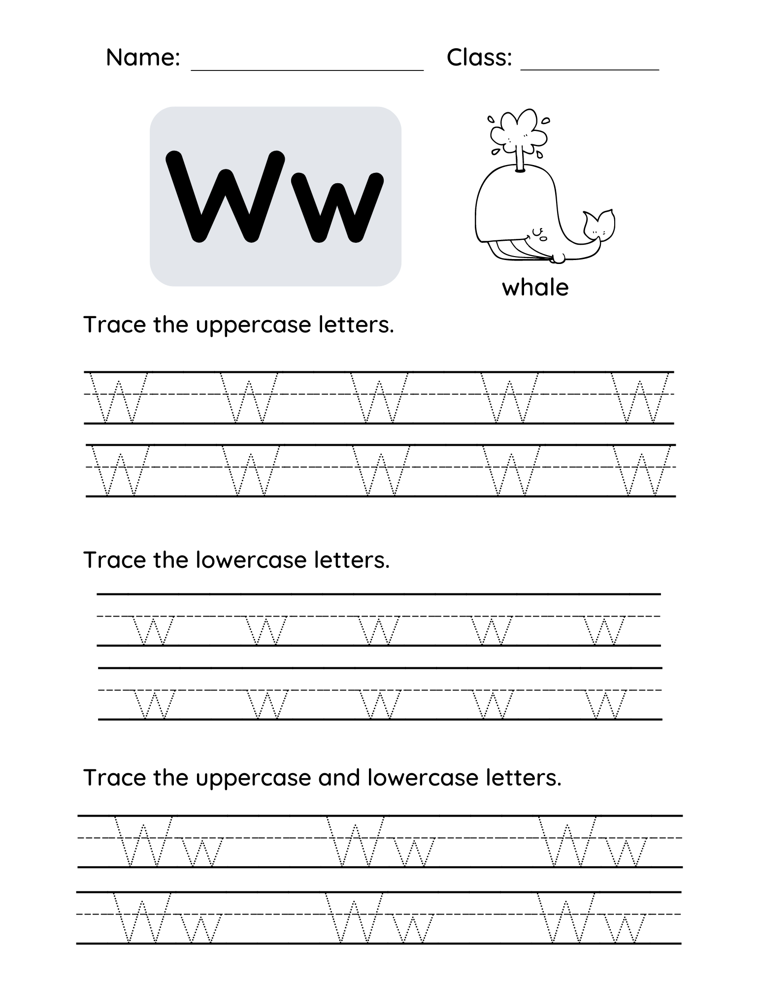 Letter W Tracing Worksheets For Toddlers And Preschool Children intended for Tracing Letter W Worksheets For Kindergarten
