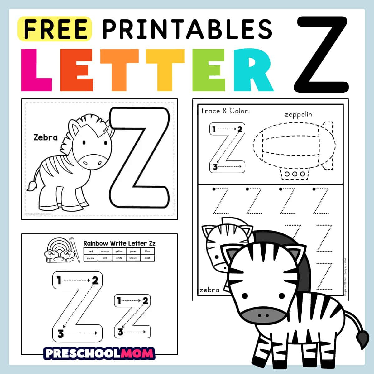 Letter Z Preschool Printables - Preschool Mom inside Letter Z Tracing Worksheets For Kindergarten