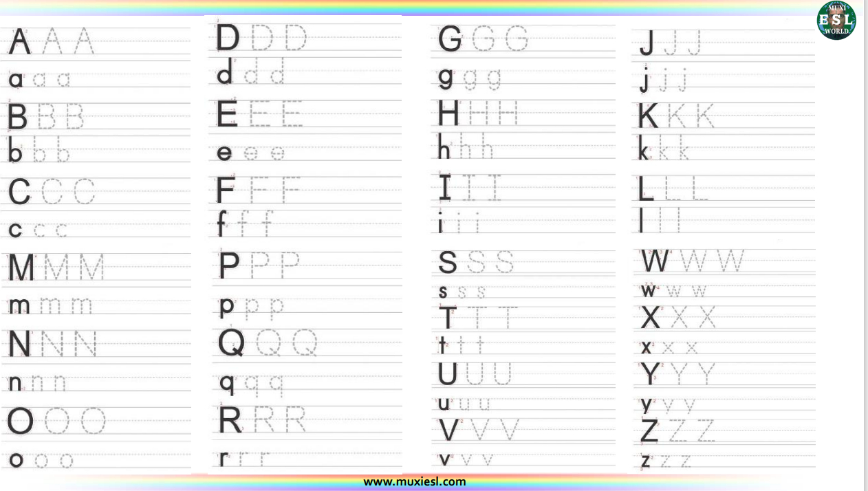 Letters A To Z Tracing Worksheet – Muxi Esl World intended for Letter Tracing Worksheets A To Z