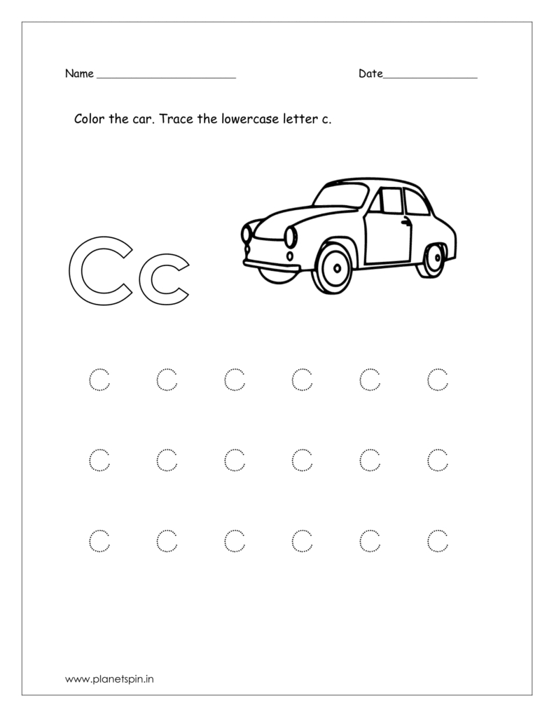 Lowercase C Worksheet For Kindergarten | Planetspin.in in Small Letter C Tracing Worksheets