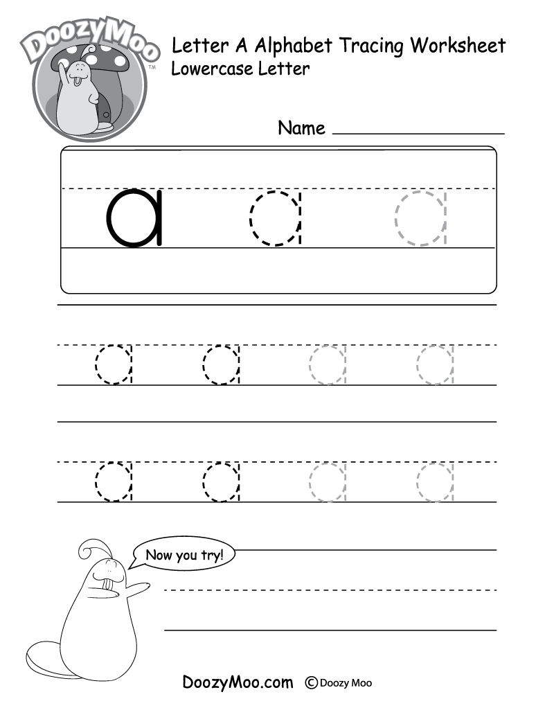 Lowercase Letter &amp;quot;A&amp;quot; Tracing Worksheet - Doozy Moo for Tracing Letter A Worksheets For Preschoolers