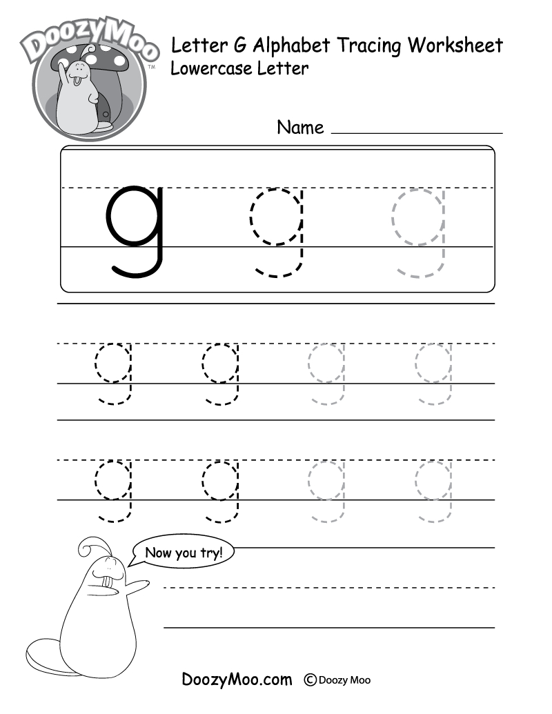 Lowercase Letter &amp;quot;G&amp;quot; Tracing Worksheet - Doozy Moo within Letter G Tracing Worksheets For Kindergarten