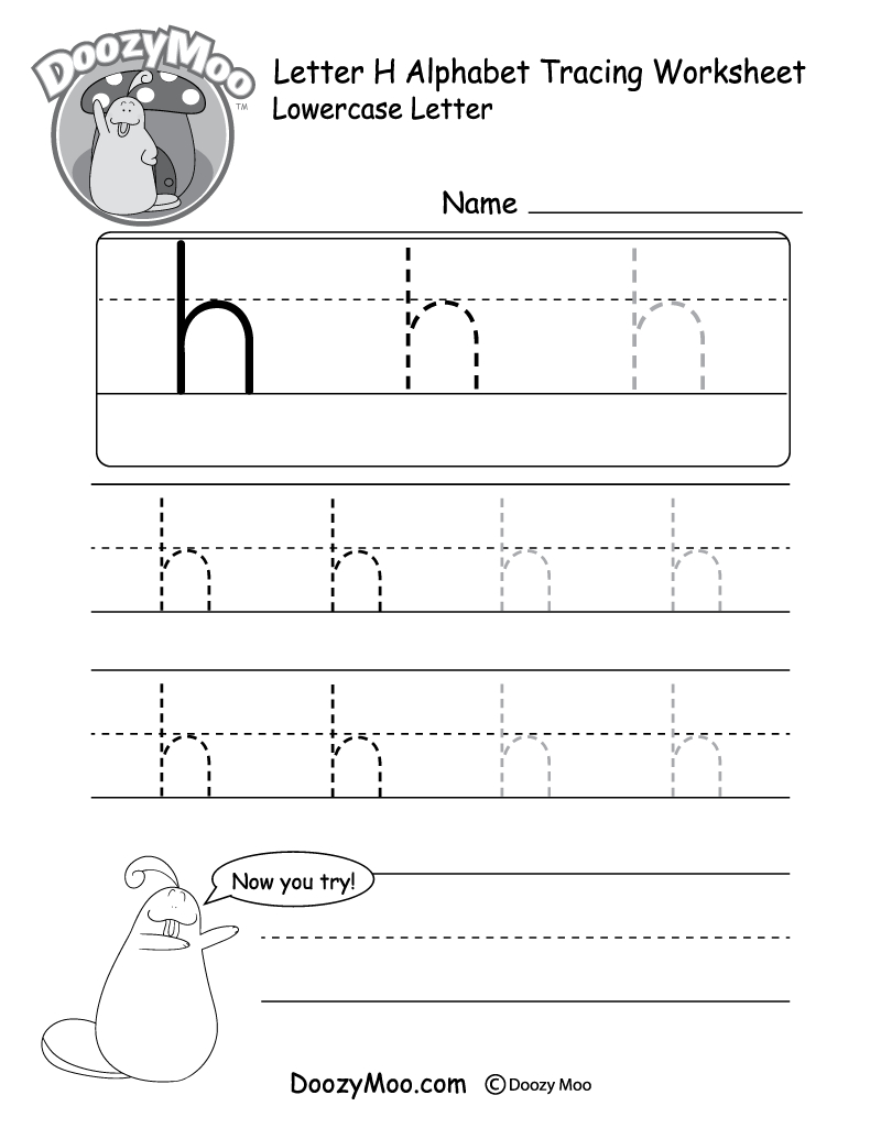 Lowercase Letter &amp;quot;H&amp;quot; Tracing Worksheet - Doozy Moo for Letter H Tracing Worksheets