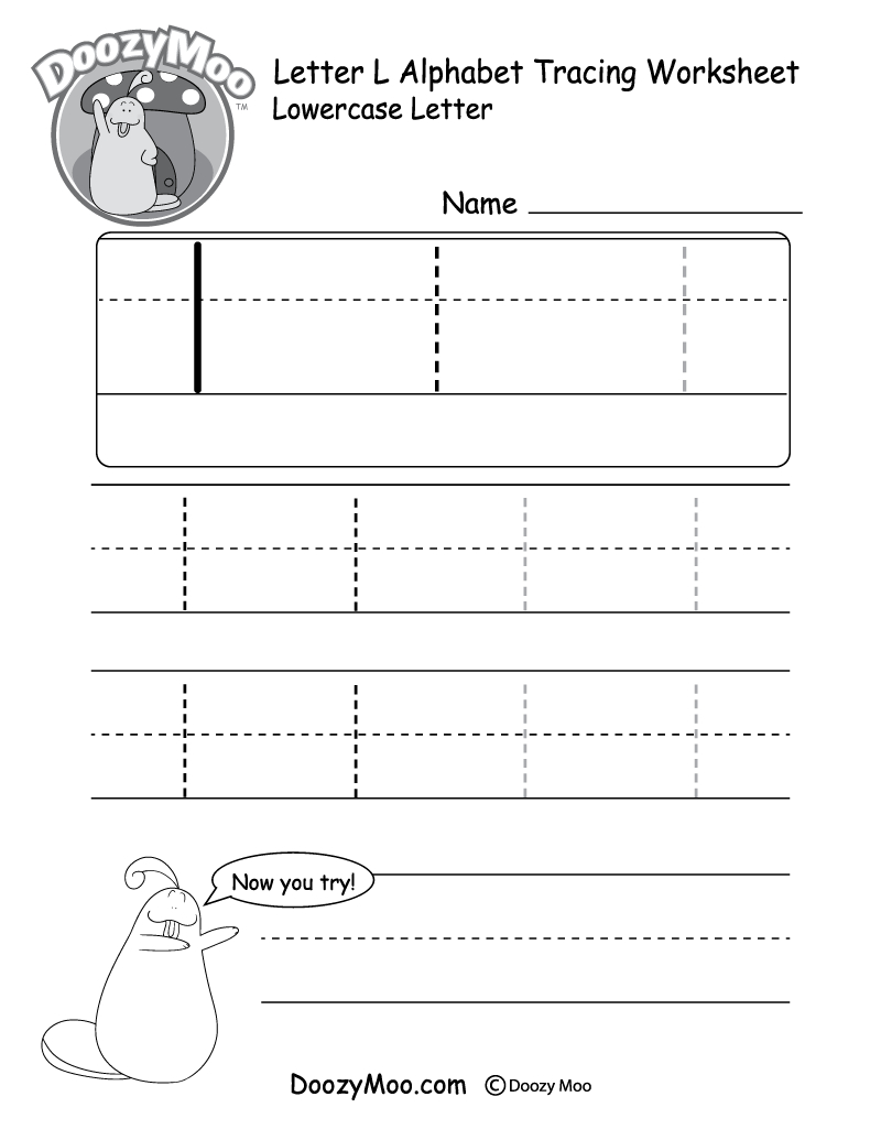 Lowercase Letter &amp;quot;L&amp;quot; Tracing Worksheet - Doozy Moo with Small Letter L Tracing Worksheet