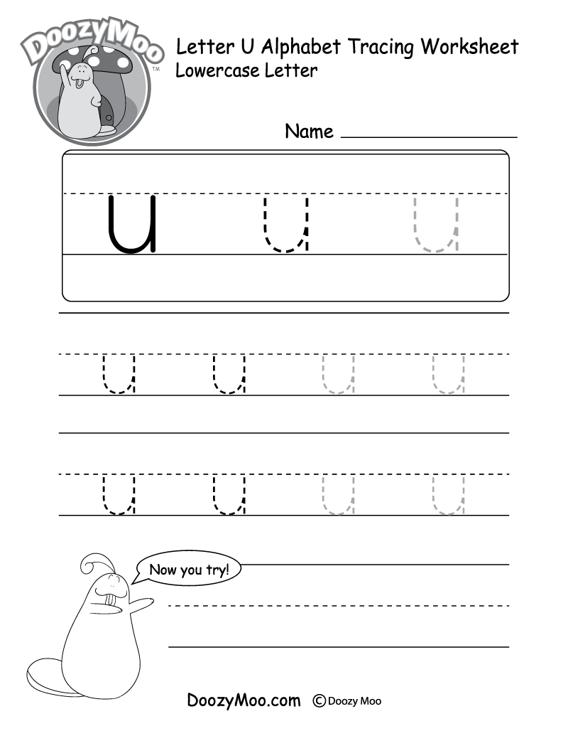 Lowercase Letter &amp;quot;U&amp;quot; Tracing Worksheet - Doozy Moo with Letter U Tracing Worksheet