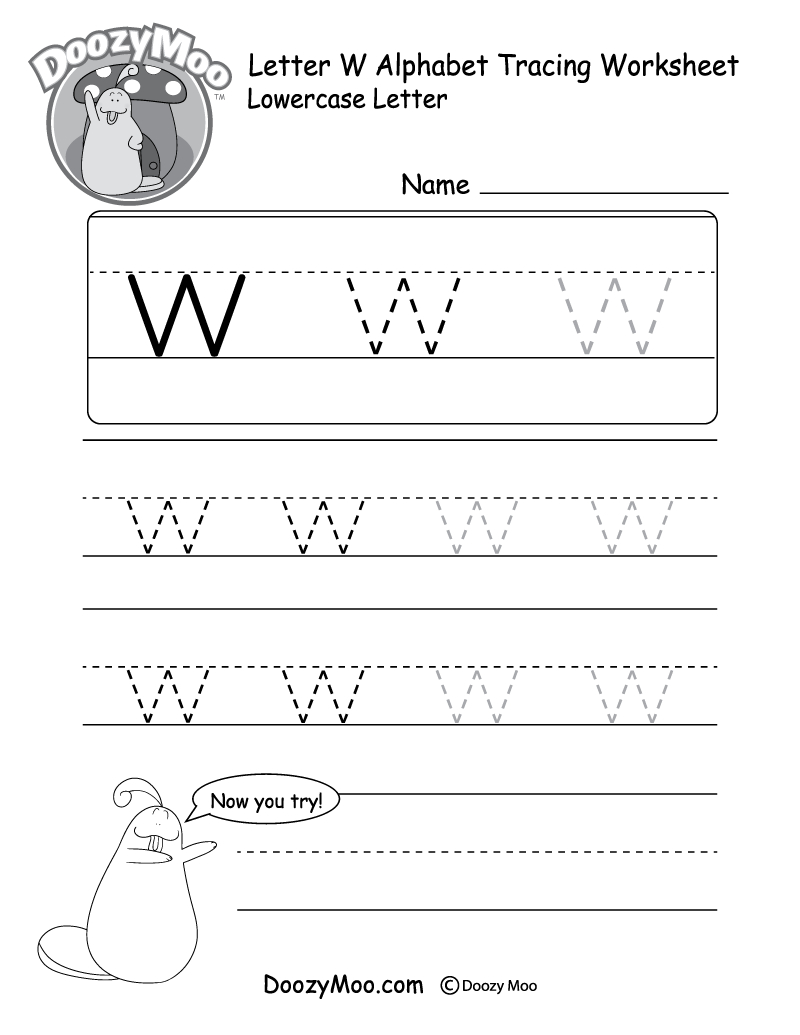 Lowercase Letter &amp;quot;W&amp;quot; Tracing Worksheet - Doozy Moo within Letter W Tracing Worksheet
