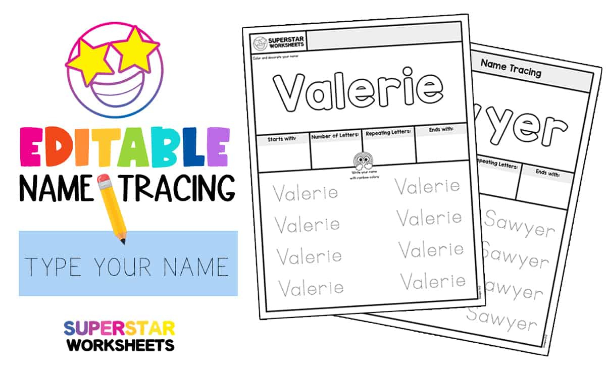 Name Tracing Worksheets - Superstar Worksheets for Editable Letter Tracing Worksheets