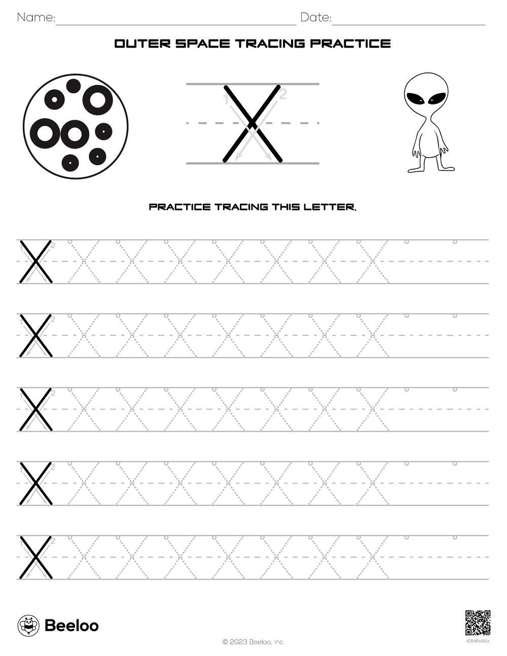Outer Space Tracing Practice • Beeloo Printable Crafts And for Outer Space Letter Tracing Worksheets