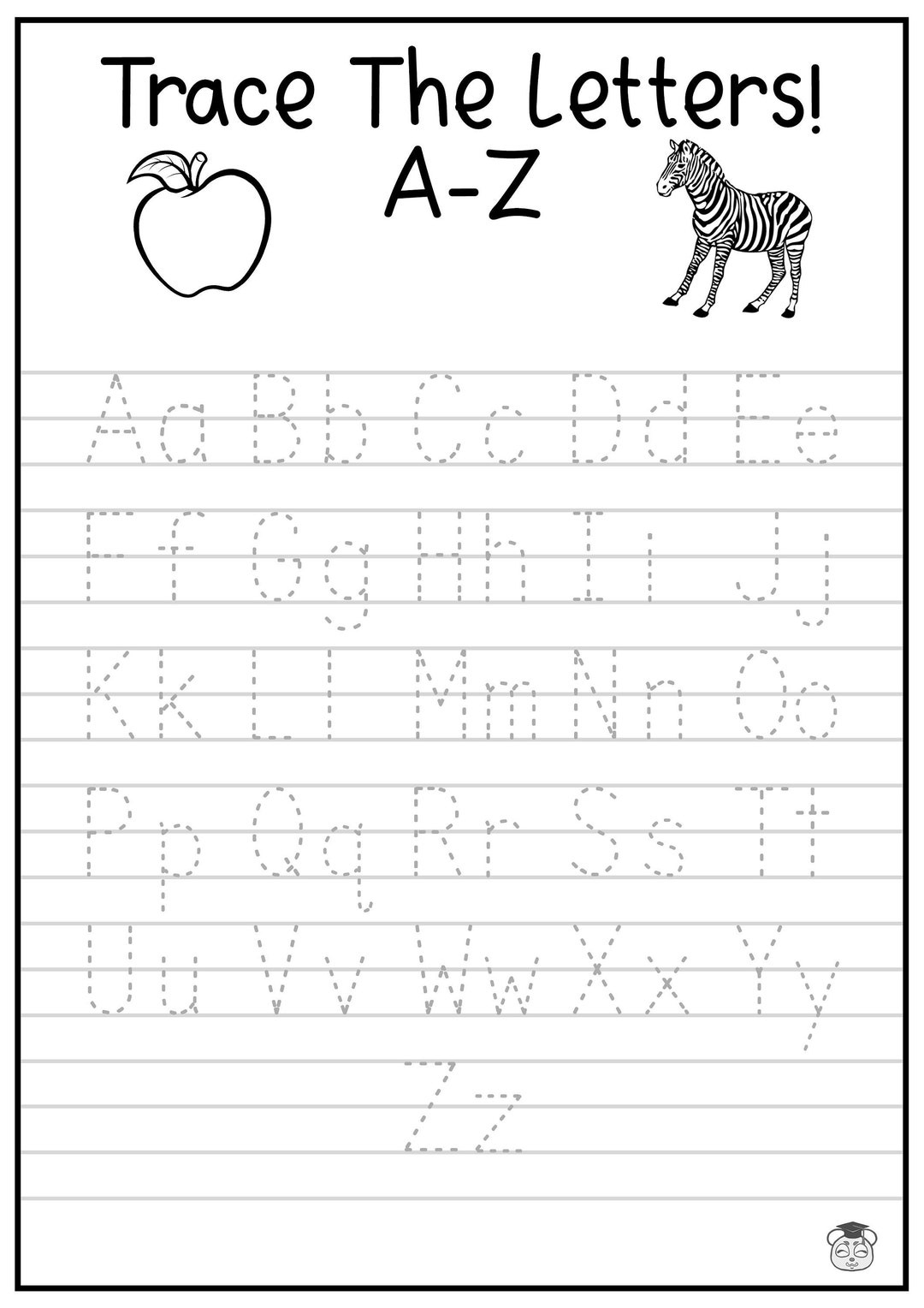 Printable A-Z Letter Tracing Worksheet! Capital And Lowercase for A to Z Letter Tracing Worksheet