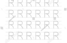 Printable Letter R Alphabet Tracing Worksheet Stock Vector with R Letter Tracing Worksheet
