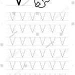 Printable Letter V Alphabet Tracing Worksheet Stock Vector Throughout Letter V Tracing Worksheets