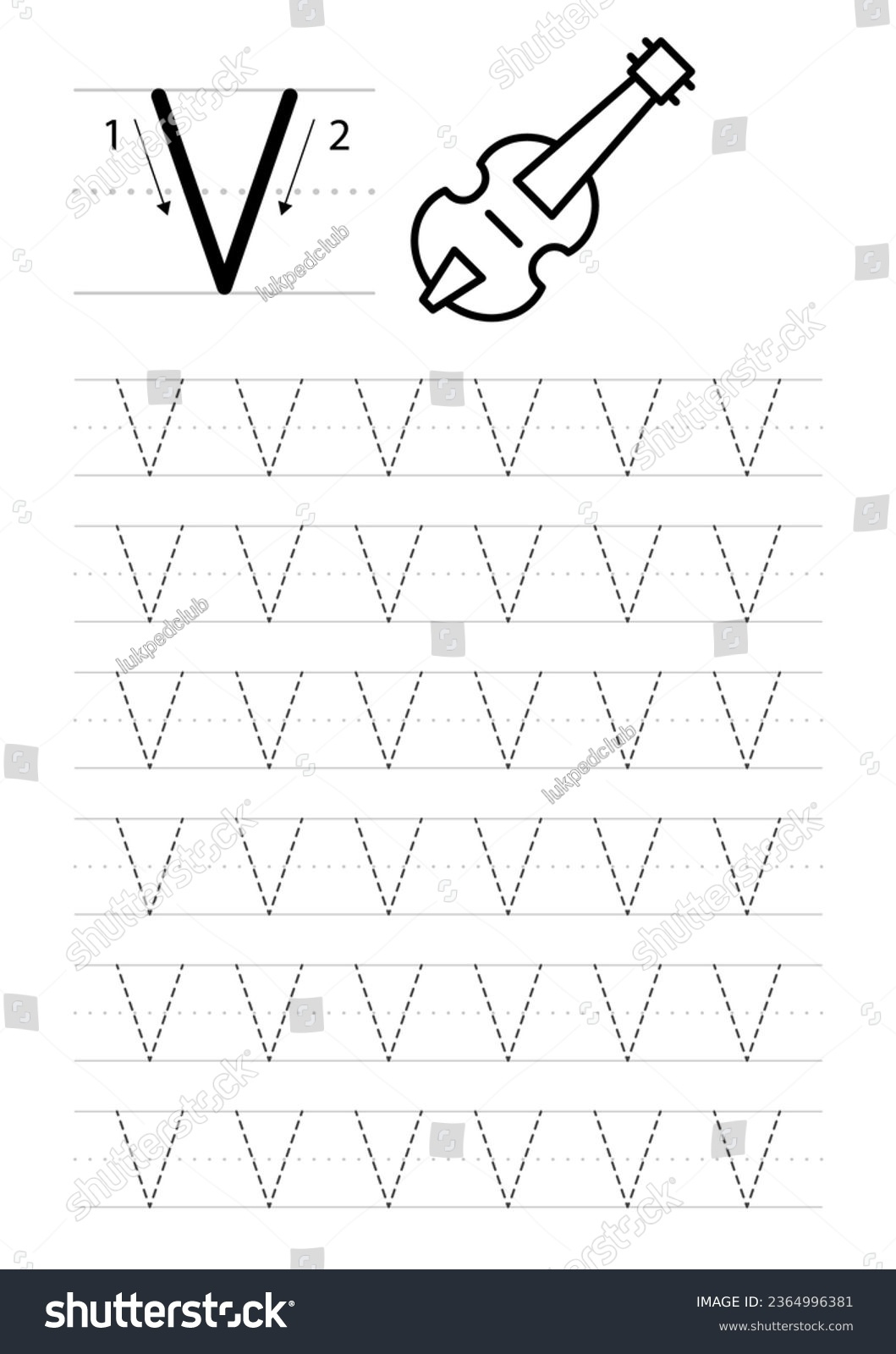 Printable Letter V Alphabet Tracing Worksheet Stock Vector throughout Letter V Tracing Worksheets