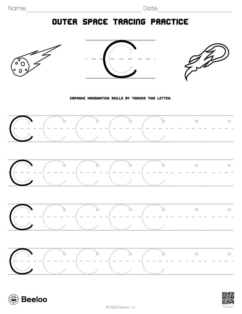 Space-Themed Word Tracing Worksheets • Beeloo Printable Crafts And inside Outer Space Letter Tracing Worksheets