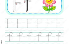 Stock-Vektorgrafik „Letter Writing Guide. Worksheet Tracing pertaining to Trace Letter Ff And Write