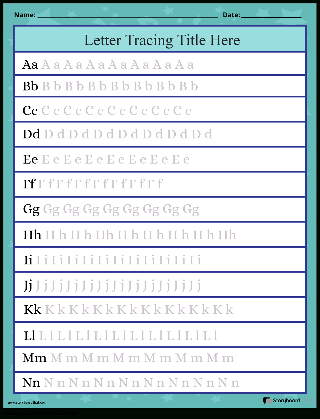 Storyboard That: Free Letter Tracing Worksheet Maker inside Create Letter Tracing Worksheets