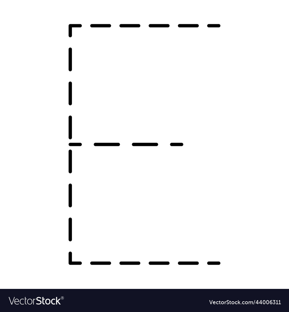 Tracing Alphabet Letter E Prewriting Dotted Line Vector Image inside Tracing Of Every Letter Dotted Outline