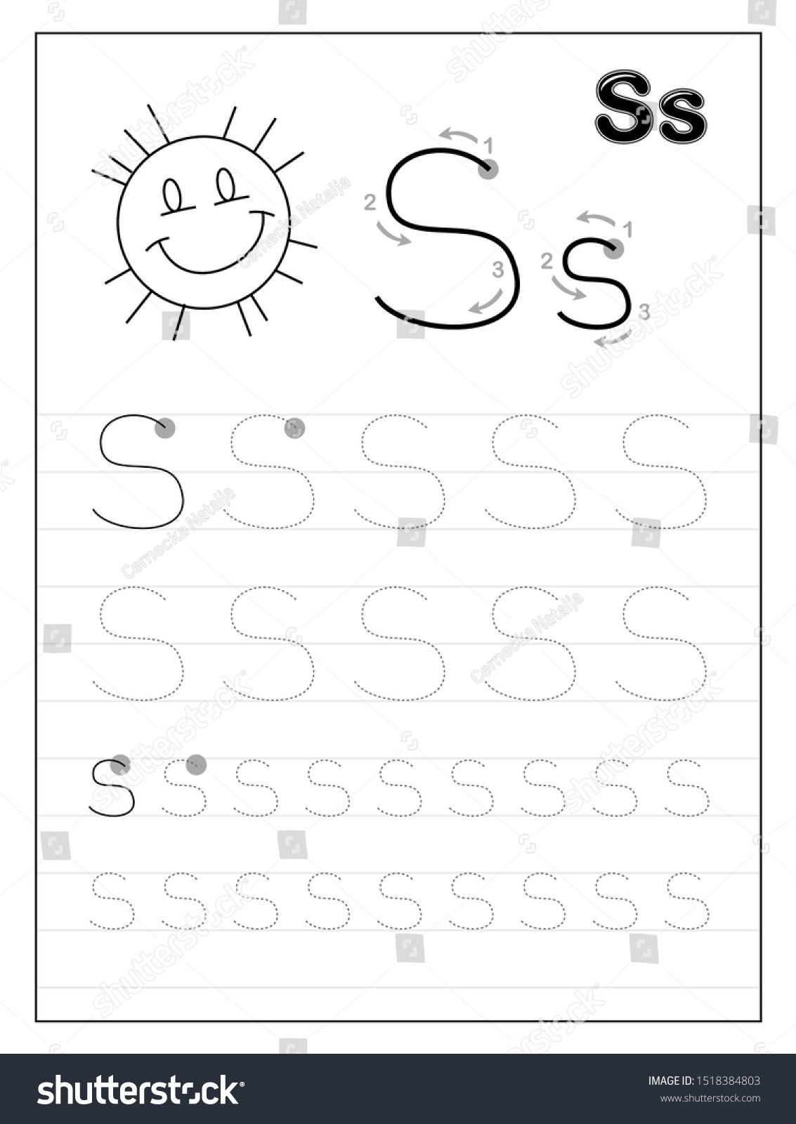 Tracing Alphabet Letter S Black White Stock Vector (Royalty Free in Children&amp;amp;#039;s Letter Tracing Worksheets
