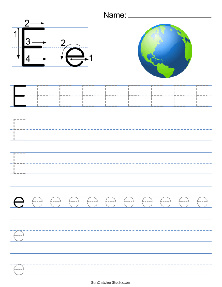 Alphabet Tracing Worksheets Letter E